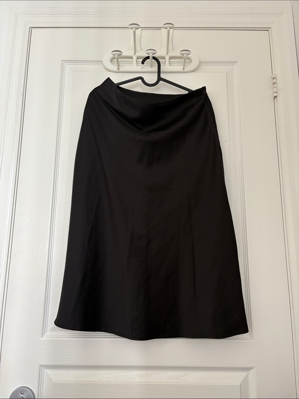 SHEIN Black Midi Bias-Cut A-Line Skirt